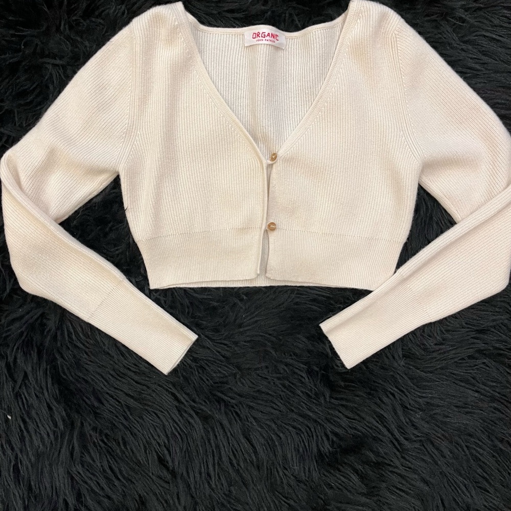 Organic John Patrick Cream CASHMERE Cropped Cardigan/Shrug